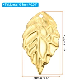 PATIKIL Leaf Pendants, 100 Pack Metal Tree Leaf Beads Bulk Leaves Charm for Jewelry Making Bracelet Necklace Earring Keychain, Golden