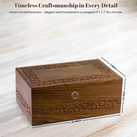 Hind Handicrafts Beautifully Handmade & Handcrafted Rosewood Borders Engraving Wooden Cremation Box/Urns for Human Ashes Adult, Funeral Urn Box (X-tra Large : 11" x 7.25" x 4.5" - 260lbs or 118kg)