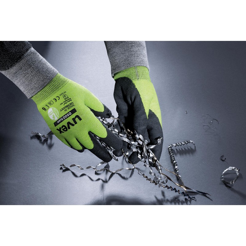 Uvex D500 Foam Cut Protection Gloves with Grip Coating Size