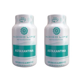 INDIGO LIFE NUTRACEUTICOS Pack Doble Astaxantina – Potente Fórmula en Cápsulas Veganas – 40 Caps 500 mg