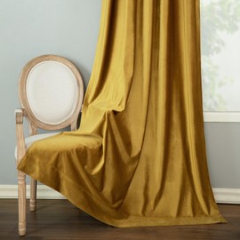 VOGOL Gold Christmas Curtains for Parties, 2 Panels Super Soft Luxury Velvet Drapes for Living Room, View Blocking Privacy Solid Window Treatments for Office, 52 x 84 Inches