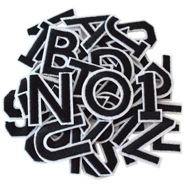 GUYI GYGYL 72 Pieces Iron on Letters and Numbers Patches, Black Alphabet Embroidered Patch A-Z, Numbers 0-9 Applique for Clothes, Dress, Hat, Socks, Jeans, DIY Accessories
