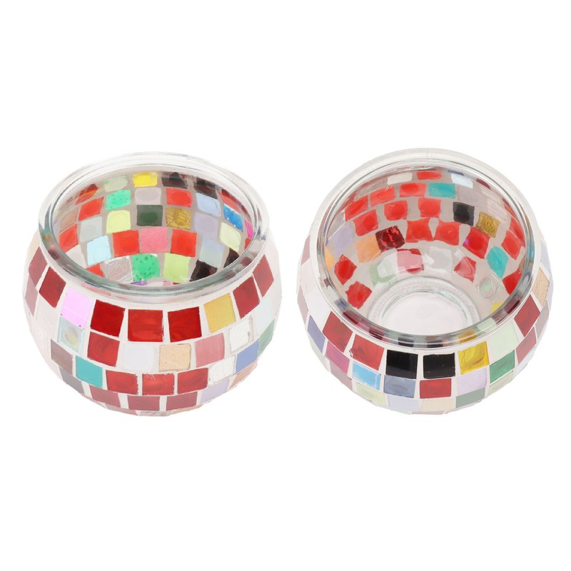 2PCS Mosaic Glass Tea Light Holder Romantic Deocrative Scented Candle