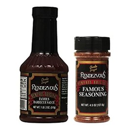 Charlie Vergos Rendezvous Famous Memphis Barbecue Dry Rub Seasoning (4.5 oz) & BBQ Sauce 18 oz (Variety 2 Pack)