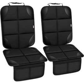 Meolsaek Car Seat Protector for Child Car Seat, Durable 600D Fabric Waterproof Car Seat Cover with Thick Pad Non-Slip Backing (No Imprints) (2 pcs -Black)