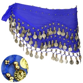 Chiffon Hip Scarf, Women's Belly Dancer Costume, Dance Cloth with Coins for Belly Dance, Women's Belly Dance Belt, Black Belly Dance Hip Scarf, for Girls Women for Performance Costume Belly Dance Yoga