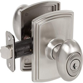 Delaney Callan Hardware Canova Entry Door Knob, Fits Doors 1-3/8 to 1-3/4 in. Thick, Satin Nickel Finish – Reversible, Easy to Install Left/Right-Handed Front Door & Garage Door Lock