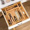 BAMEOS Bamboo Expandable Drawer Organizer, 5-7 Slots Kitchen Drawer Organizer,