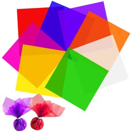 Ahardaim 120Pcs Colored Cellophane Sheets, 7.5 x 7.5 Inch Cellophane Paper, Colored Cellophane Wrap for DIY Arts Crafts, Packaging Small Gifts, Candy Wrapping, Holidays and Parties Decoration