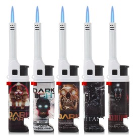 Navpeak Candle Torch Lighter Long Neck Refillable Butane Gas Lighters for Stove 5 Pack - B color