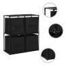 Black Steel 24.8"x11.8"x28" Storage Cabinet with 4 Fabric Baskets 11.8"x11.8"x28"