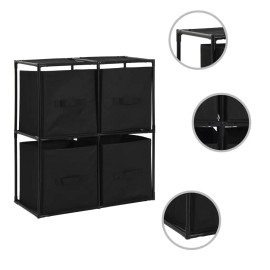 Black Steel 24.8"x11.8"x28" Storage Cabinet with 4 Fabric Baskets 11.8"x11.8"x28" Steel Bincolor: Black1