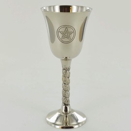 Silver Goblet with Magic Symbol Pentagram for Neopaganism Wicca Gifts & Ritual Decor