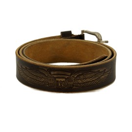 Piotrstrade Men's Leather Belt Brown with Eagle Embossing in US Style Robust Leather Belt Jeans Belt Trouser Belt 4 cm Wide Short Made of Full Leather, brown