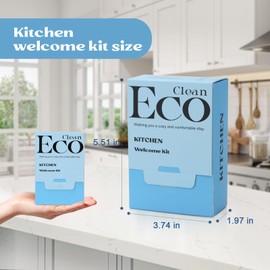 ECOPPEAL Kitchen Cleaning Welcome Kit, 4 Pcs Pre-load Dish cloth, 2 Dishwashing Blocks, 6 Laundry Detergent Sheets, 1.4 oz Hand Wash. All in One Elegant Box. (Sample)