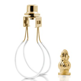 Lamp Shade Light Bulb Clip Adapter,Lamp Shade Holder with Cap Knob Finial and Silicone Levelers,Clip on Lampshade Adapter to Keep Lamp Shade in Place (Gold)