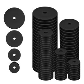100pcs Flat Rubber Washers Assortment Kit, 20/25/30/40mm Rubber Washers Heavy Duty Black Rubber Grommet Vibration Damping Pads for Household Appliances Faucets Screws Bolts