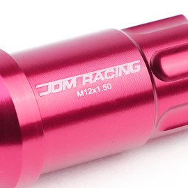 DNA MOTORING LN-ZTL-9024-15-PK Pink Open End Style M12 x 1.5 Wheel Lug Nuts w/Lock Key, 25mm OD/ 50mm Height, 20 Pack