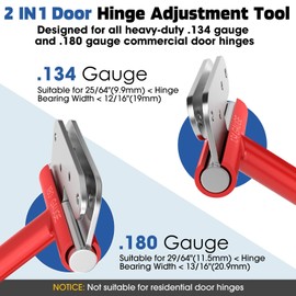 MeBantoo Door Hinge Adjustment Tool, Heavy Duty Commercial .134 & .180 Gauge Door Hinge Gap Adjustment Wrench, Double Head Long Handle Hinge Bender Tool, Door Hinge Knuckle Bender Wrench (Red)