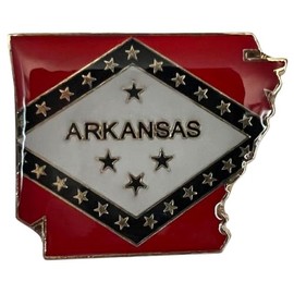 World Flags Direct One State Map Pin; Bright Colored State Hat Lapel Pin (Arkansas)