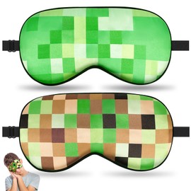 2 Pcs Silk Sleep Eye Mask,Guys Blackout Sleeping Mask for Kids Adult Children's Night Blindfold for Game with Adjustable Strap (2Pcs My World)