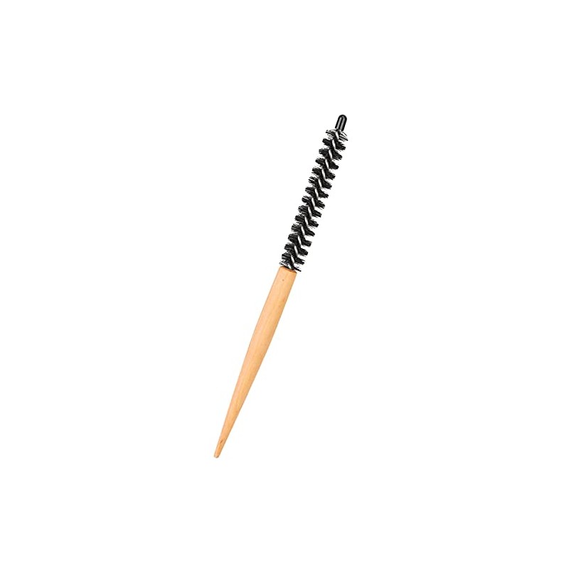 Mini Round Brush Nylon Bristles Short Hair Styling Wooden Handle