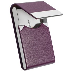 MaxGear Business Card Holder, PU Leather Business Card Case Credit Card Holders Wallet, Slim Minimalist Name Card Holder RFID Blocking Business Card Carrier for Men or Women, Home & Office, Purple