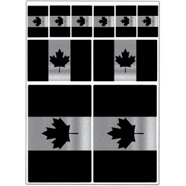 Biomar Labs® 10 x Vinyl Stickers Set Decals Canada Canadian Maple Leaf National Flag Silver Car Motorcycle Bike Scooter Helmet D 66