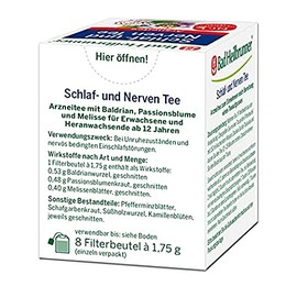 Bad Heilbrunner Schlaf- & Nerven Tee - Arzneitee im Filterbeutel - Melisse, Lavendel & Hopfen - beruhigt bei Nervosität & Einschlafstörung - für überreizte Nervenbündel (8 x 10 Filterbeutel)