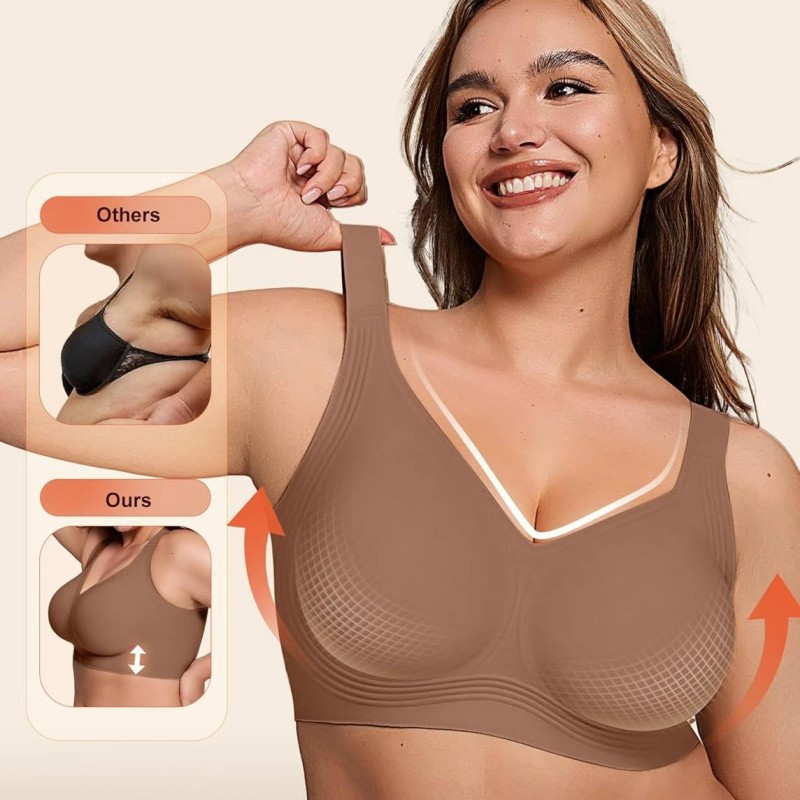 Plus Size Seamless Bra Wireless Anti Sagging Daily Full CoverageColor: