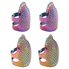 ZESION Fingerhüte zum Nähen, verstellbare Metall-Fingerhüte zum Handnähen, Fingerschutz, Quilten, Bastelzubehör für Stricken, Handarbeiten, DIY-Werkzeuge, schillernd (2 Größen, S/M)