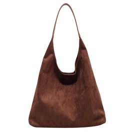 Landrain Slouchy Suede Tote Bag Women, Large Suede Handbags (Brown), brown