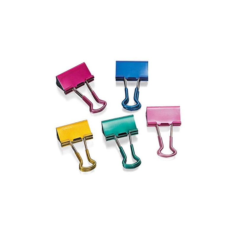 Officemate Easy Grip Medium Binder Clips, Assorted Metallic Colors, 12