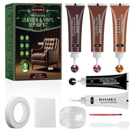 HASAIKA® Leather Repair Cream, Leather Repair Set, 160 ml Leather Scratch Repair Paste for Repairing Cracks in Furniture, Sofa, Leather Jacket, Belt, Boat Seat
