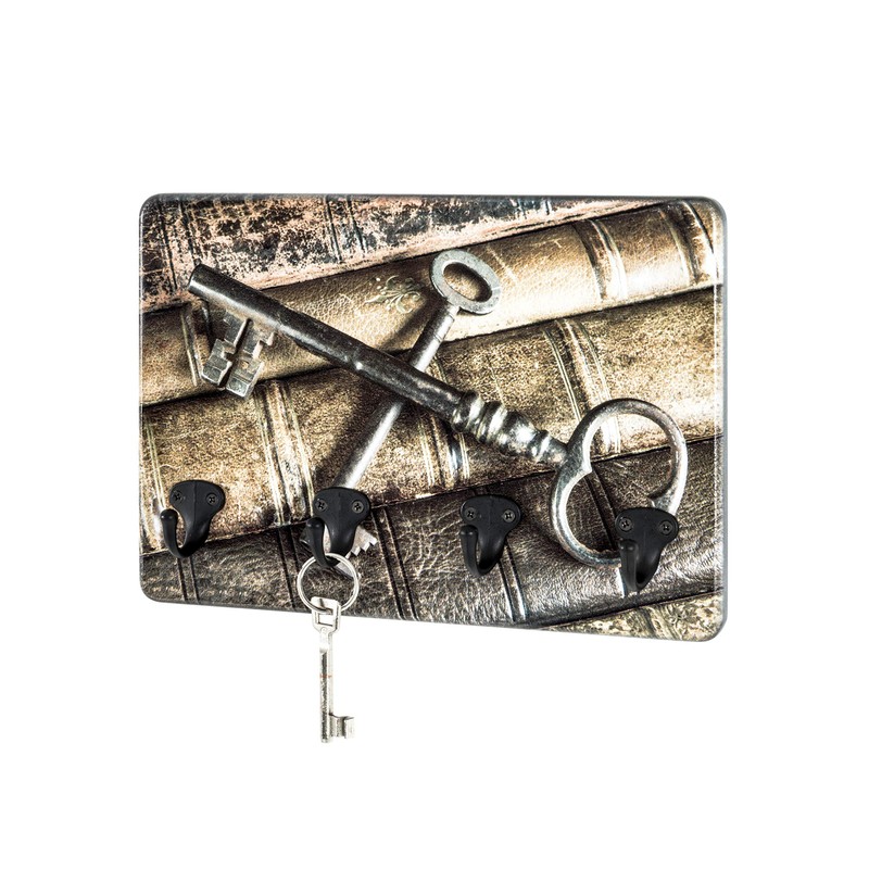 HAKU Möbel Key Holder with Motif, Black, MDF, Metal, Dimensions: