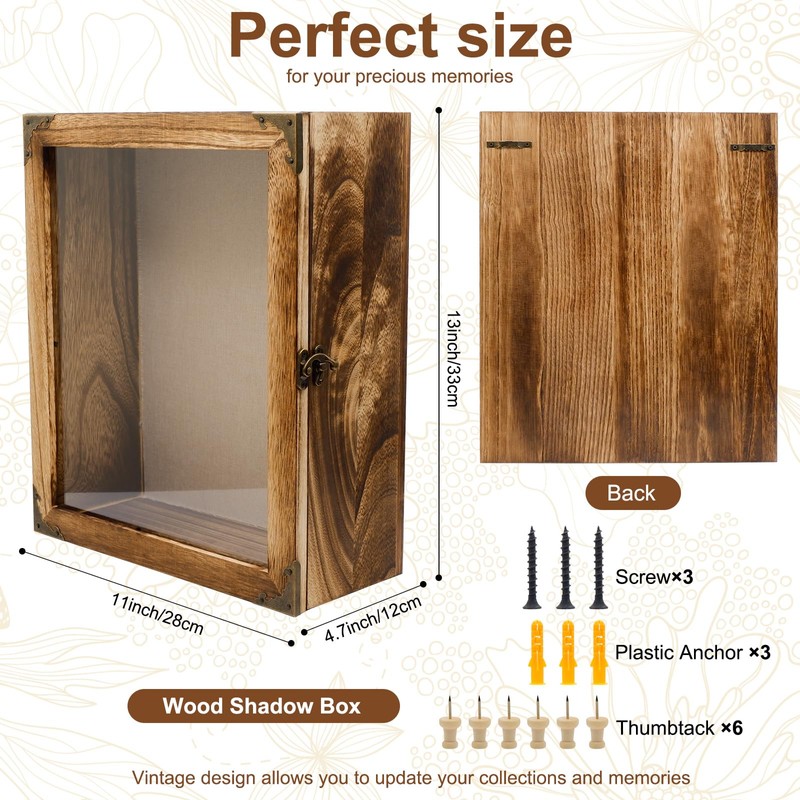 SAMGUYUE 11 x13 Shadow Box Frame, Sturdy Rustic Memory Display