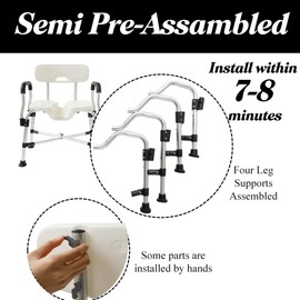 Plus Size Shower Chair, Semi Pre-Assambled Extra Wide Shower Chair with Cutout Seat-U-Shape for Private Washing, Shower Chair for Elderly and Disabled, 125kg Capacity.
