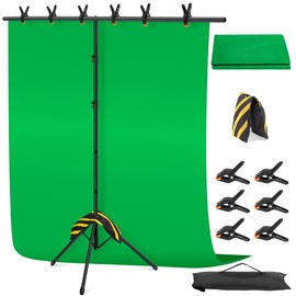 Green Screen Backdrop Kit 8X7.2ft,Portable greenscreen Background with Stand,Adjustable T-Shape Photo Backdrop Stand for Photography, Streaming,Video,Studio,Party,Zoom