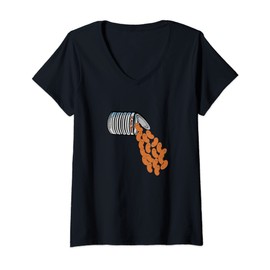 Womens Cute Pinto Beans Falling Out of Can V-Neck T-Shirt