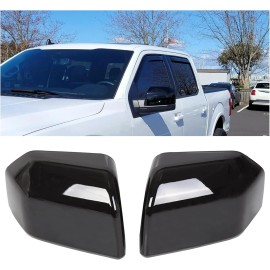 Geartronics For 2015-2020 Ford F150 Top Glossy Black Replacement Mirror Covers Caps F-150