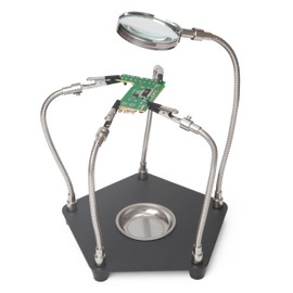 Third Hand Soldering, Board Holder with Magnifying Glass for Soldering, Model Making Accessories, 4 Arms, Helping Hand Soldering, Circuit Board Holder Tool for Crafts, Jewellery, Hobby, Workshop