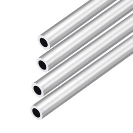 DMiotech Pack of 4 (12 mm outer diameter x 8 mm inner diameter) 6063 aluminium round tube, 300 mm length, industrial metal tube for machine frame construction, DIY projects