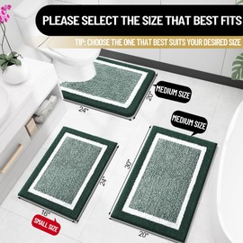 OLANLY Bathroom Rugs 24x16, Extra Soft and Absorbent Microfiber Bath Mat, Non-Slip, Machine Washable, Quick Dry Shaggy Bath Carpet, Suitable for Bathroom Floor, Tub, Shower (Small, Blackish Green)