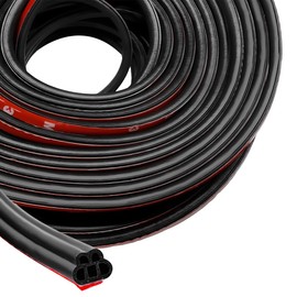 DXNQ Car Door Rubber Seal Strip, 16.4Ft Double Layer 5-Hole Self-Adhesive Auto Door Soundproofing Weatherstrip, Universal Weather Stripping Door Seal for RV SUV Boat Truck Pickup