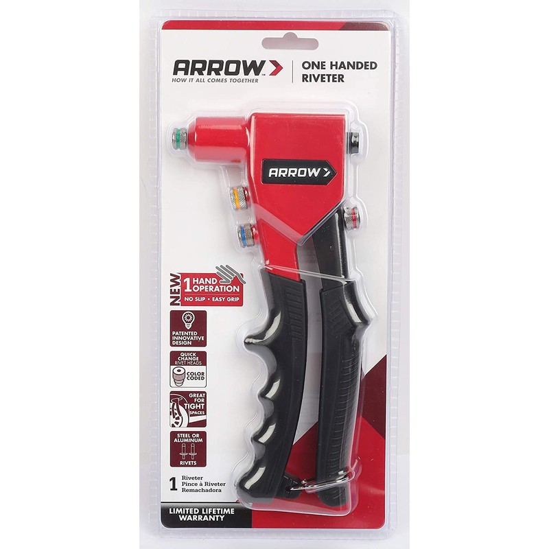 Arrow RT188M One-Handed Pop Rivet Gun, Manual Riveter for Metal,