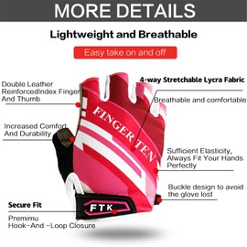 Kids Junior Cycling Gloves Fingerless Outdoor Sport Road Mountain Bike, Fit Boy Girl Youth Age 2-10, Gel Padding Bicycle Half Finger Pair S M L XL (Pink, XL)