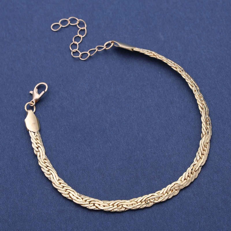 Dervivea Punk Bracelet Hammered Snake Chain Gold Chain Bangle Chunky