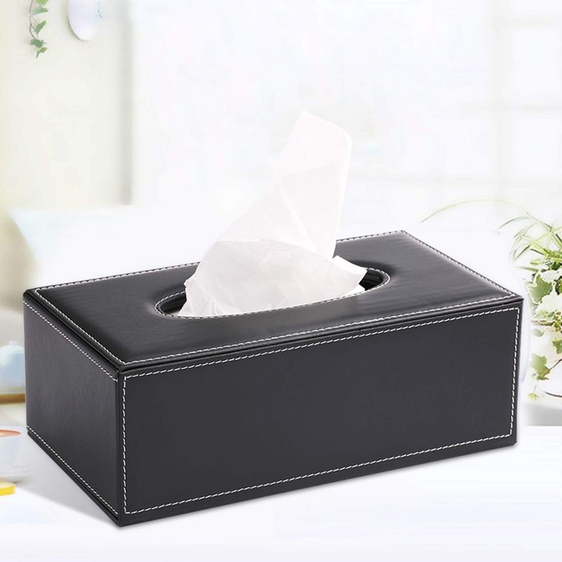 Tebery Rectangular PU Leather Tissue Box Napkin Holder for Home
