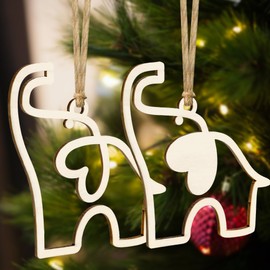 Set 2 pcs Friendship Elephant Ornament, Wooden Christmas Ornament with Story, Sisterhood Elephant Ornament for Women Tribe, Friendship Gifts for Best Friends and Sisters, Ornament for Special Bond