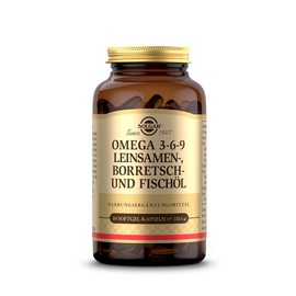 SOLGAR® Omega 3-6-9 | Balanced Ratio of Omega-3, 6 and 9 Fatty Acids from Linseed, Borage and Fish Oil | 60 Softgel Capsules for 20 Days